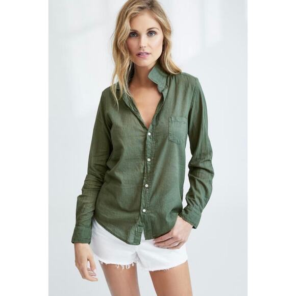 Frank & Eileen Barry Button Up Cotton Moss Army Olive Green Large Shirt - Picture 1 of 8